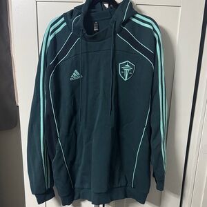 Seattle Sounders Adidas Dark Green Hoodie with Light Blue Accents
